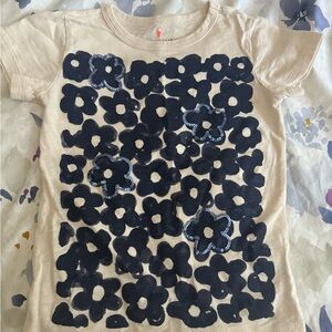 J. Crew Kids Beige Tee with Navy Floral Pattern